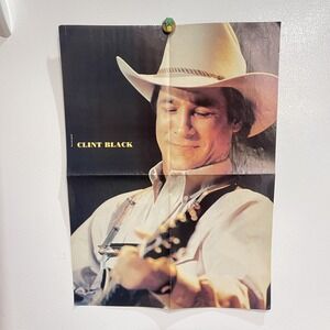 Vintage Country Music Magazine Poster Clint Black Trisha Yearwood 2‎ Side 16x21